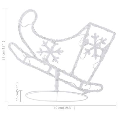 vidaXL Reni și sanie de Crăciun, alb rece, 260x21x87 cm, acril