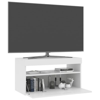 vidaXL Comodă TV cu lumini LED, alb, 75x35x40 cm