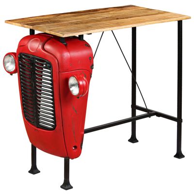vidaXL Masă bar, stil tractor, lemn masiv mango, roșu, 60x120x107 cm