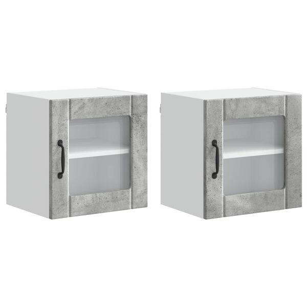 vidaXL Dulap de bucătărie Lucca 2 pcs Gri din beton 40 x 31 x 40 cm