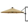 vidaXL Umbrelă de soare montată pe perete cu LED-uri, taupe, 300 cm