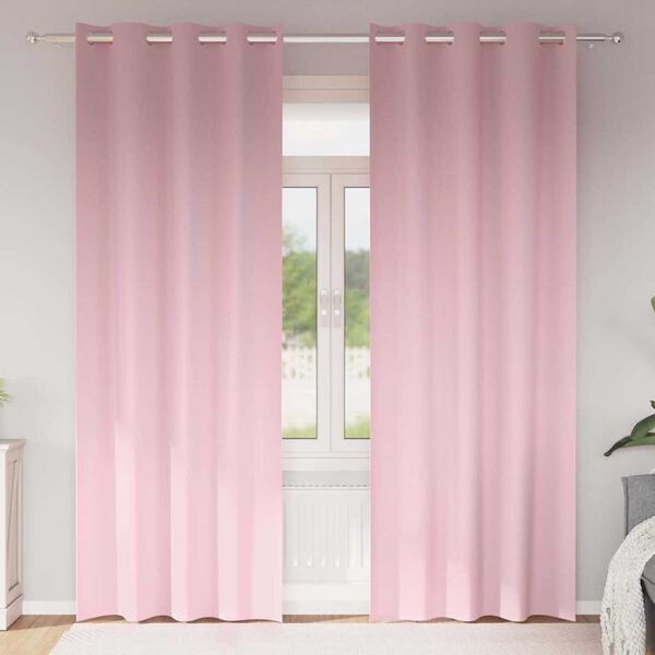 vidaXL Perdele Opaque cu Inel 2 pcs Roz bebe 245 x 140 cm Poliester