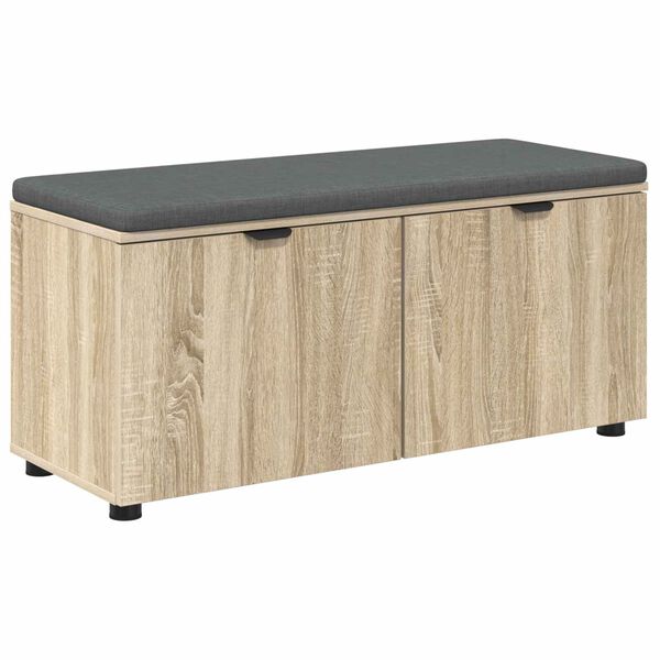 vidaXL Bancă pentru hol cu pernă cu ușă Stejar Sonoma 100 x 38 x 46 cm