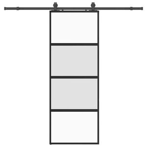 vidaXL Ușă glisantă cu set feronerie neagră 76x205cm sticlă securizată