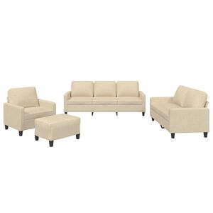 vidaXL Set de canapele cu perne, 4 piese, crem, textil