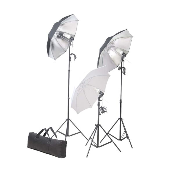 vidaXL Set studio foto cu lămpi, umbrele, fundal și reflector
