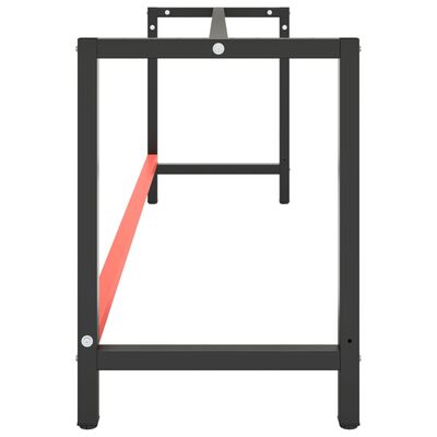 vidaXL Cadru banc de lucru, negru mat/roșu mat, 220x57x79 cm, metal