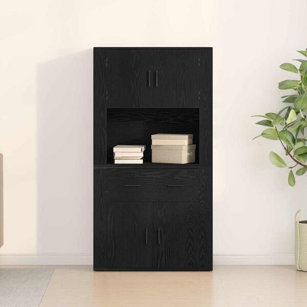 vidaXL Highboard cu sertar Stejar negru 80 x 33 x 150 cm Lemn compozit