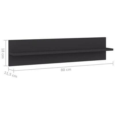 vidaXL Rafturi de perete, 2 buc., gri, 80x11,5x18 cm, PAL