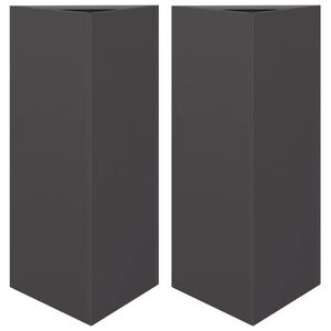 vidaXL Jardiniere grădină 2 buc., negru, 40x34,5x75 cm, oțel, triunghi