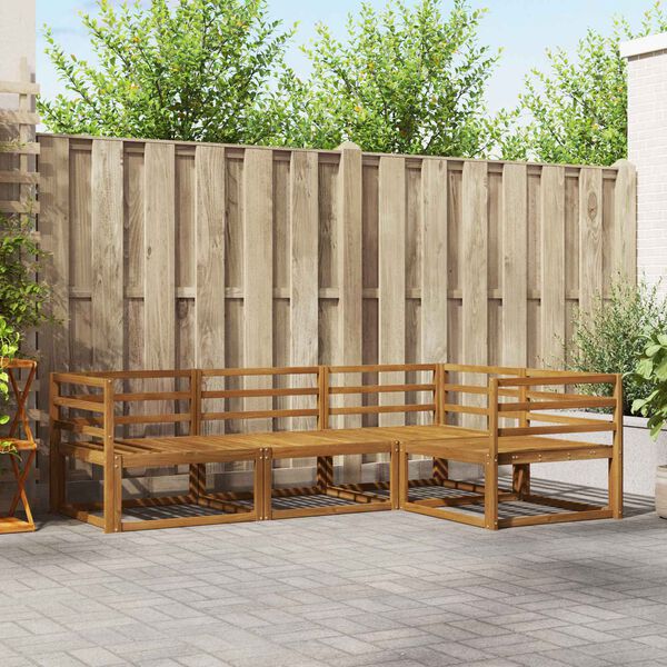 vidaXL Set de canapele de exterior 4 pcs natural Lemn Solid de Acacia