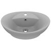 vidaXL Chiuvetă lux cu preaplin gri deschis mat 58,5x39cm ceramic oval