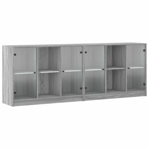 vidaXL Bibliotecă cu uși gri sonoma 204x37x75 cm lemn compozit