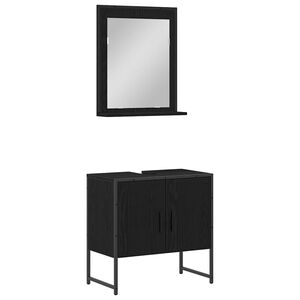 vidaXL Set de mobilier pentru baie Pe perete 2 pcs Negru Lemn compozit