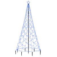vidaXL Pom de Crăciun cu stâlp de metal, 500 LED-uri, albastru, 3 m