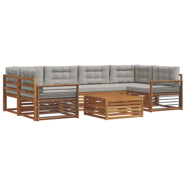 vidaXL Set de canapele de exterior 7 pcs Gri natural și deschis