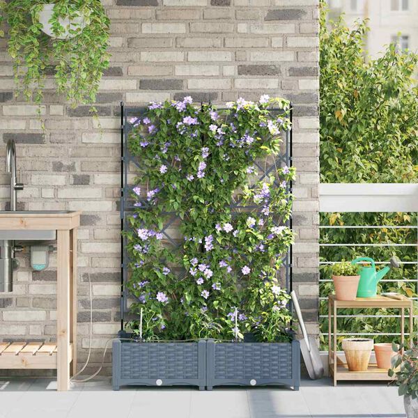 vidaXL Vază pentru Grădină 2 pcs Gri Deschis Oțel