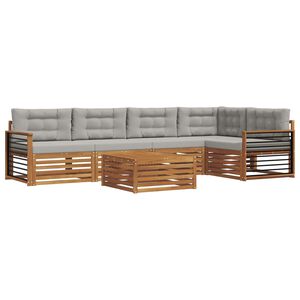 vidaXL Set de canapele de exterior 6 pcs Gri natural și deschis