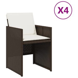 vidaXL Scaune de grădină cu perne, 4 buc., maro, poliratan