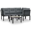 vidaXL Set mobilier de grădină, 5 piese, negru/gri, poliratan