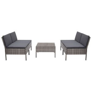 vidaXL Set canapele de grădină cu perne, 5 piese, gri, poliratan