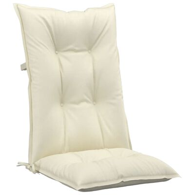 vidaXL Perne scaun cu spătar înalt, 2 buc., crem, 120x50x7 cm, textil
