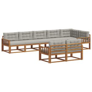 vidaXL Set de canapele de exterior 8 pcs Gri natural și deschis