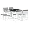 vidaXL Set mobilier de grădină, 9 piese, cu perne, alb, textilenă