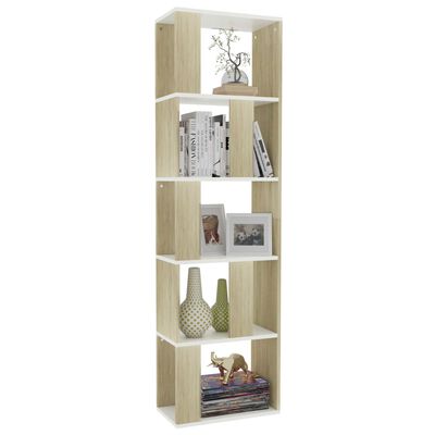 vidaXL Bibliotecă/Separator cameră alb&stejar sonoma 45x24x159 cm PAL