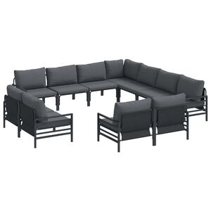 vidaXL Set de canapele pentru grădină 11 buc. Negru Oțel