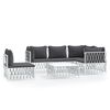 vidaXL Set mobilier de grădină, 6 piese, cu perne, alb, oțel