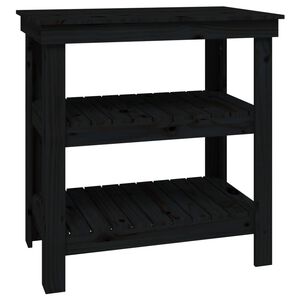 vidaXL Banc de lucru, negru, 78,5x50x80 cm, lemn masiv pin