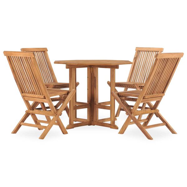 vidaXL Set mobilier de exterior pliabil, 5 piese, lemn masiv de tec