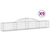 vidaXL Coșuri gabion arcuite, 9 buc., 300x30x40/60 cm, fier galvanizat