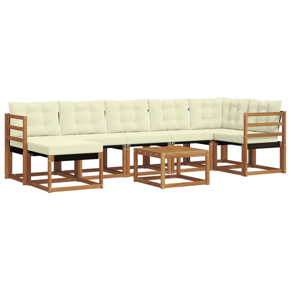 vidaXL Set de canapele de exterior cu pernă 8 pcs Natural și Crem