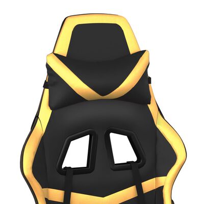 vidaXL Scaun de gaming cu masaj/suport picioare negru/auriu piele eco