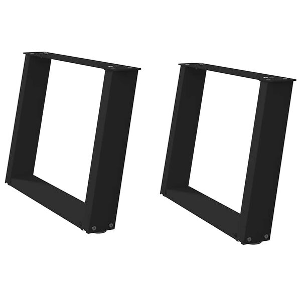 vidaXL Picioare pentru măsuță de cafea &icirc;n formă de U, 2 buc., negru, 70x(42-43) cm, oțel