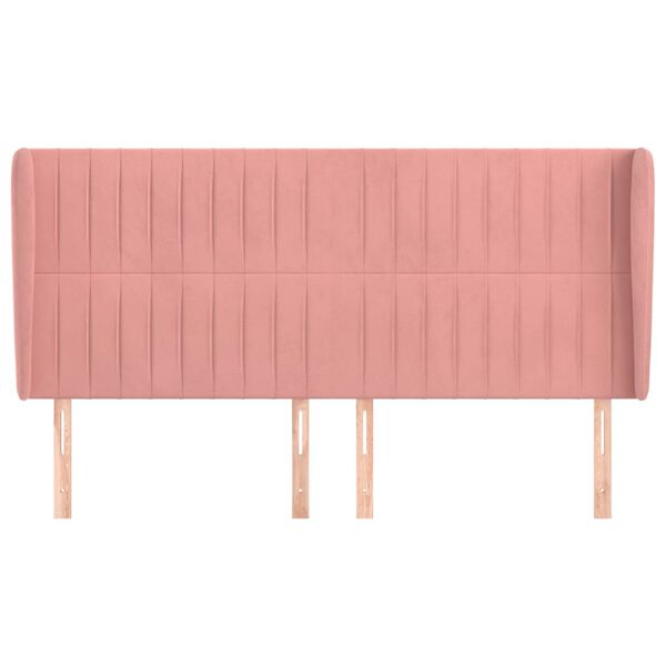 vidaXL Tăblie de pat cu aripioare, roz, 203x23x118/128 cm, catifea