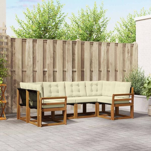 vidaXL Set de canapele de exterior cu pernă 6 pcs Natural și Crem