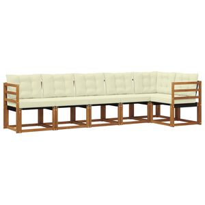 vidaXL Set de canapele de exterior cu pernă 6 pcs Natural și Crem