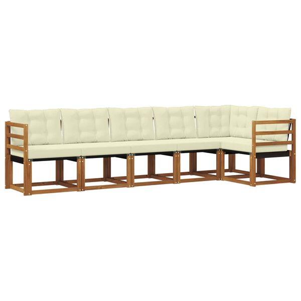 vidaXL Set de canapele de exterior cu pernă 6 pcs Natural și Crem