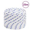 vidaXL Fr&acirc;nghie de barcă, alb, 18 mm, 25 m, polipropilenă
