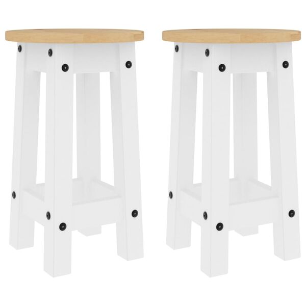 vidaXL Set mobilier de bar, 3 piese, alb, lemn masiv de pin