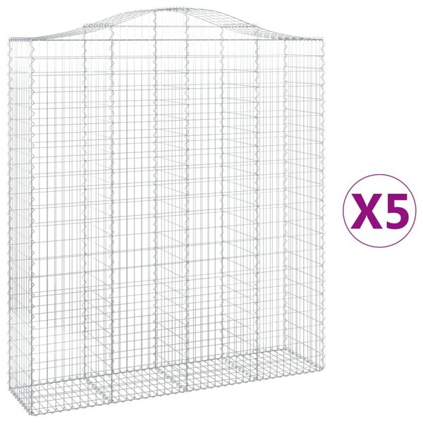 vidaXL Coșuri gabion arcuite, 5 buc, 200x50x220/240cm, fier galvanizat