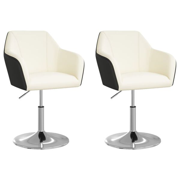 vidaXL Scaune de bucătărie,, 2 buc., alb şi negru, piele ecologică