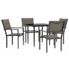 vidaXL Set mobilier de grădină, 5 piese, negru, oțel și textilenă