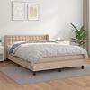 vidaXL Pat box spring cu saltea, cappuccino, 140x190cm piele ecologică
