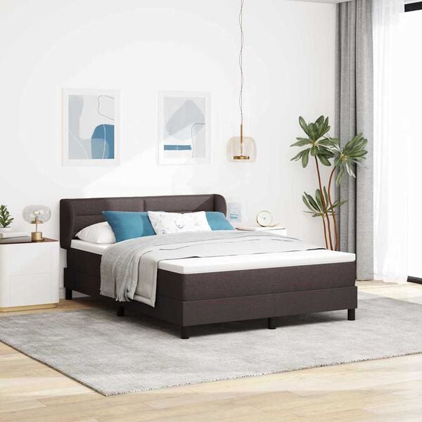 vidaXL Pat boxspring cu saltea Maro &icirc;nchis 140 x 190 cm țesătură