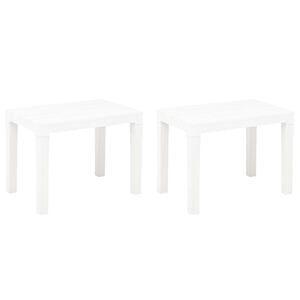 vidaXL Bănci de grădină, 2 buc., alb, plastic