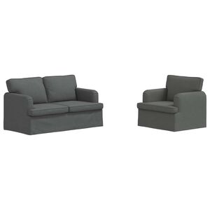 vidaXL Set de canapea 2 buc. Gri &icirc;nchis țesătură